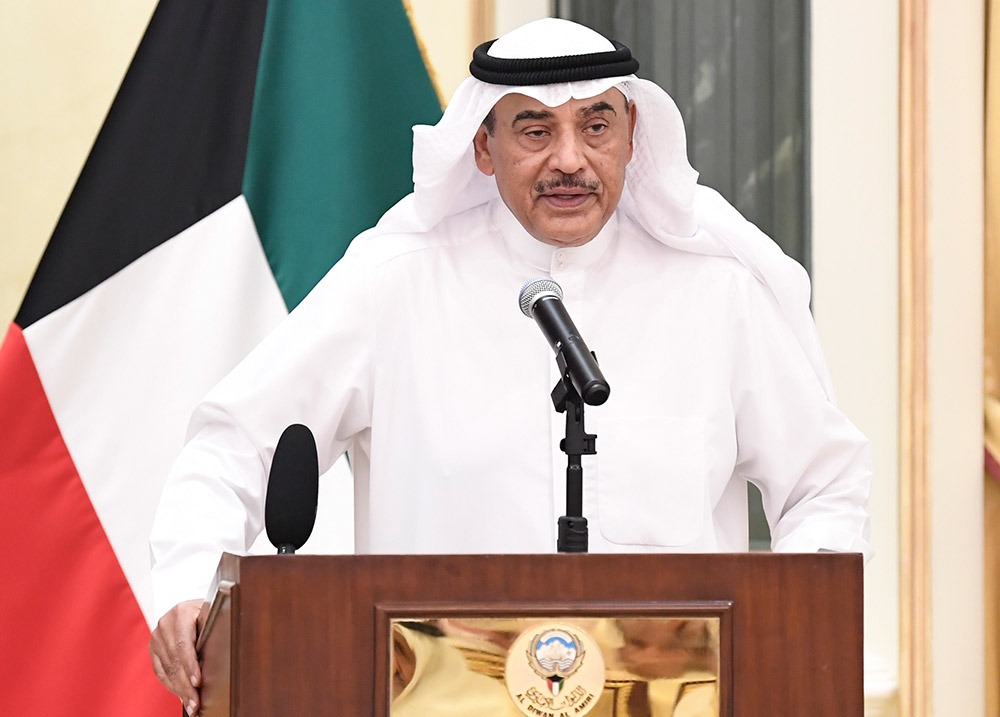 His Highness the Crown Prince Sheikh Sabah Khaled Al-Hamad Al-Sabah during his speech