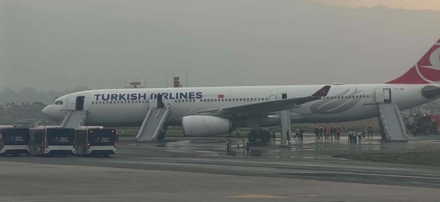 Turkish Airlines aircraft landing gear fire forces emergency shutdown at Kathmandu airport